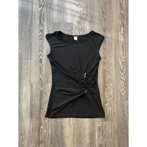VTG Venus Black Cinched Zip Up Top Y2K Club Grunge Indie Sleaze